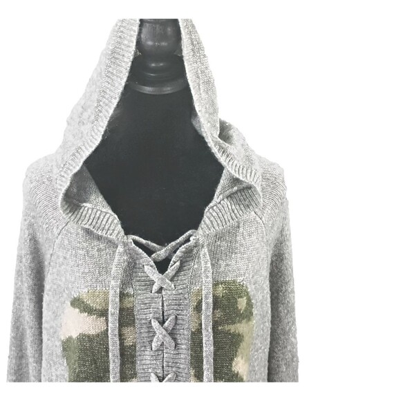 Torrid Grey Argyle Hoodie Size 1X Camo Lace Up Pullover Lightweight Athleisure - Picture 1 of 16
